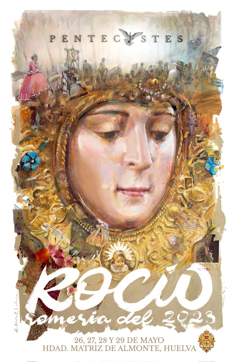 🟢 Cartel anunciador de #ElRocío23. Una obra del utrerano Antonio Rodríguez Ledesma, cargada de sentimientos, donde predominan materiales como el collage, acrílico, cola, arena, telas, papeles, lápices, carboncillo y óleo.

Conoce todos los detalles: m.facebook.com/story.php?stor…