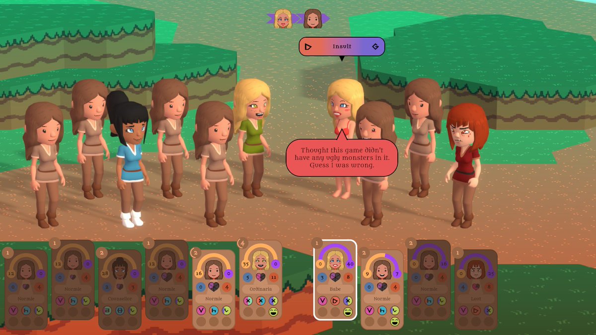 Alora_Fane's tweet image. #gamedevblog post: alorafane.com/blog/566
I wrote about some of the mechanics of this 'silly social battles' side project I've been working on, with screenshots!
#gamedev #indiedev
