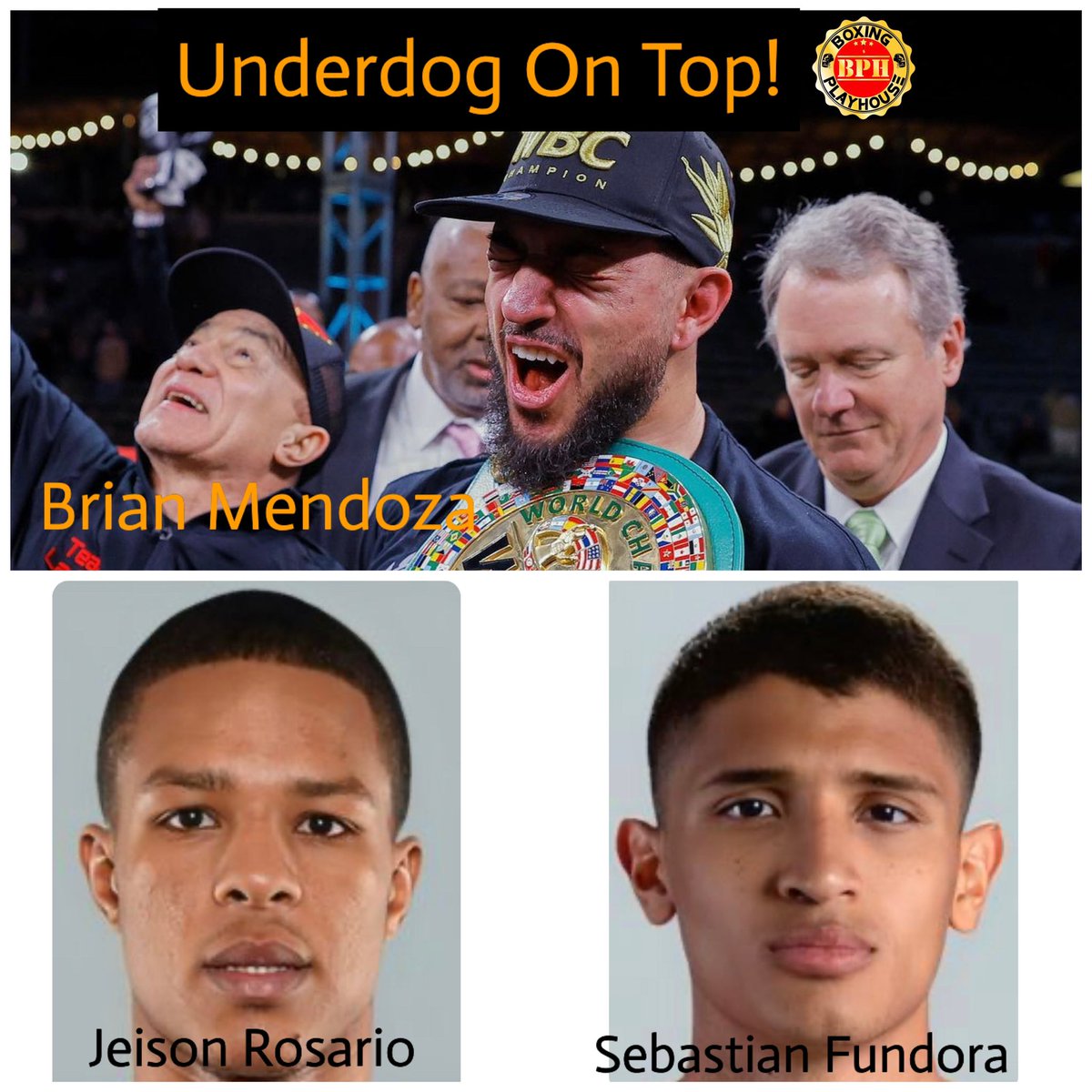 BoxingPlayHouse's tweet photo. Underdogs definitely on top last night @labalamendoza didn’t give up until he got the Knockout!  Now with 2 upsets on his record;WHO do you want to see him against next?  #brianmedoza #superwelterweight #boxing #underdog #pbc #showtimeboxing #boxingplayhouse #bph https://t.co/2HORzHF5Pi
