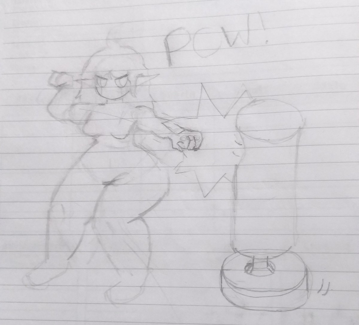 Czarsharku's tweet photo. THICC Robot punching a punching bag
cause i was FRICKING bored 
( 2 Lazy to color ) https://t.co/I4SR9ajqmC