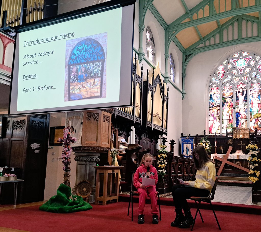 Well done to Logan and Lyra for performing a sketch this morning <a href="/stjohnfarnworth/">St John's Farnworth</a> which set the scene for our all-age Easter service. #HeIsRisen. 
Thank you Alison <a href="/PlacesProject/">Places Project</a> for helping to write the script.