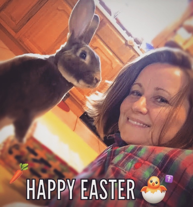 Happy Easter from my boy Rex and I! 🥰🥕✝️ #RexRabbit #autoimmune #EmotionalSupport #lupus #sjogrens #Fibromyalgia facebook.com/groups/2543982…