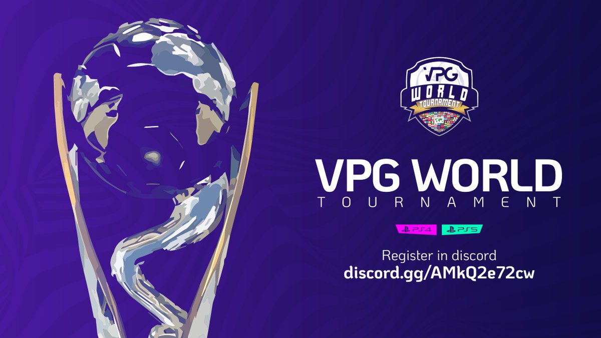 🏆 VPG WORLD TOURNAMENT
📅 Sunday, 30th April 2023

🕗 8:20 UTC +1 (London)
💰 700€ (PS5 for 32 teams)
💰 300€ (PS4 for 32 teams)

▶️ Best ProClubs Commentary + Graphic design &amp; Communication Before, During and After the VPGWC.
▶️ More information : discord.gg/AMkQ2e72cw