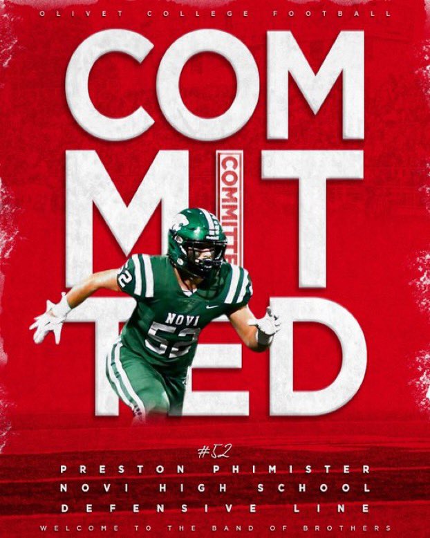 COMMITTED‼️<a href="/CoachMoose2/">Dan Musielewicz</a> @dylhunt97 @OlivetCollegeFB #W1N🔴⚪️