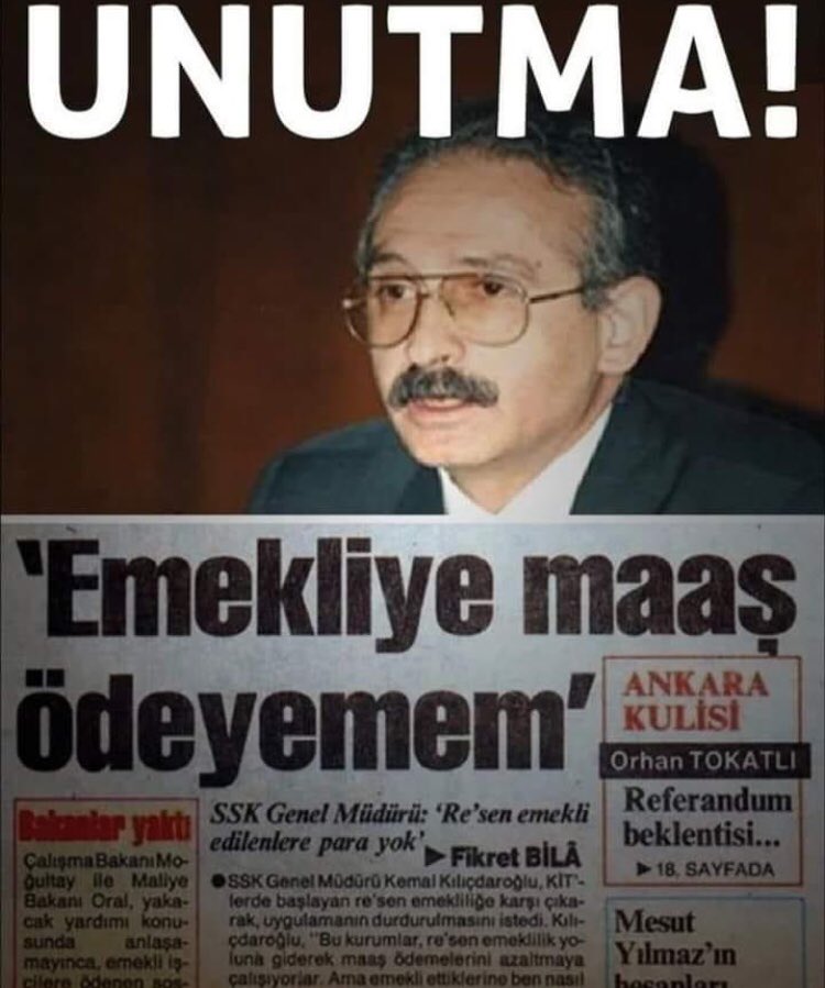 <a href="/kilicdarogluk/">Kemal Kılıçdaroğlu</a> Öve öve bitiremediğin "parlamenter" sistemde "emekliye maaş ödeyemem" diyen genel müdürüm..😄
"Cumhurbaşkanlığı" ve "Tayyip başkanın" bereketli sisteminde emekliye bol keseden 15 bin lira seçim rüşveti taahhüd edebiliyorsun ama..!
Yatacak yerin yok ulen gaf gaf Kemal..!😫😩