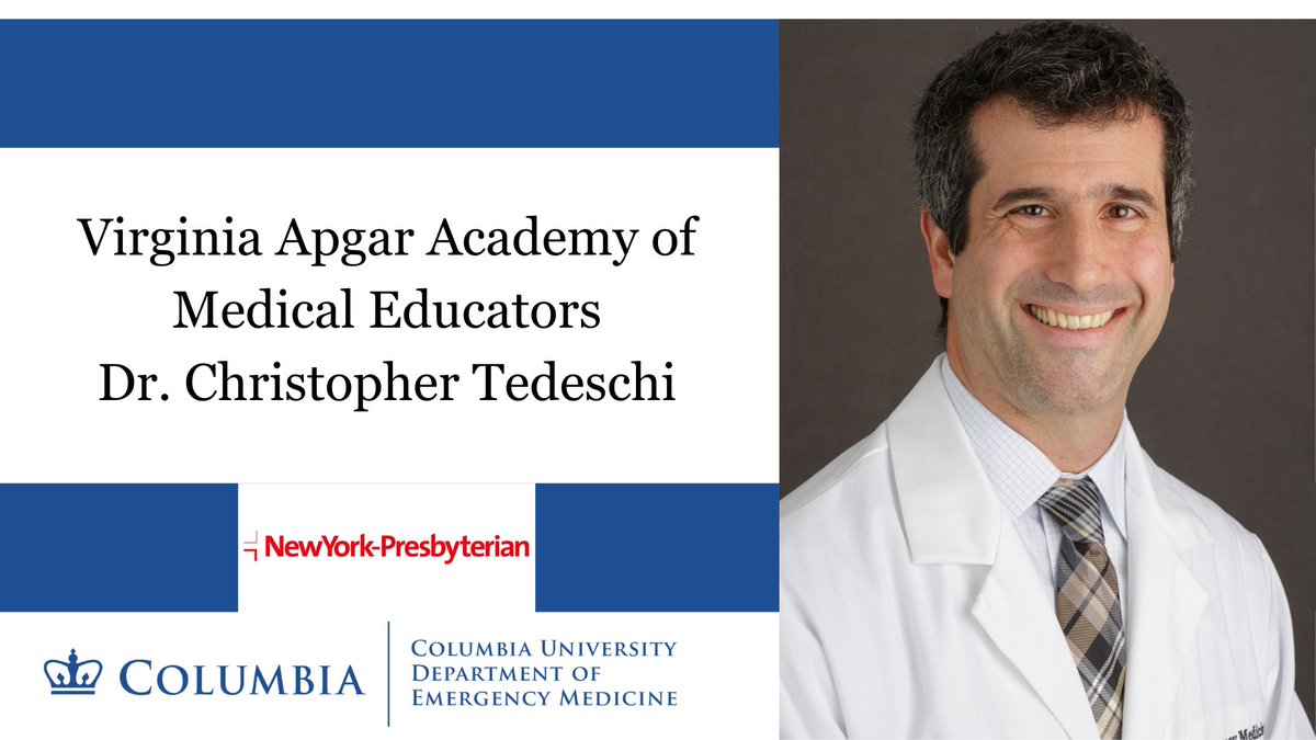 Congratulations to Dr. Christopher Tedeschi, named as a new member of the Virginia Apgar Academy of Medical Educators! #Medicaleducation #embound #MedEd @Cmtedeschi 

vagelos.columbia.edu/departments-ce…