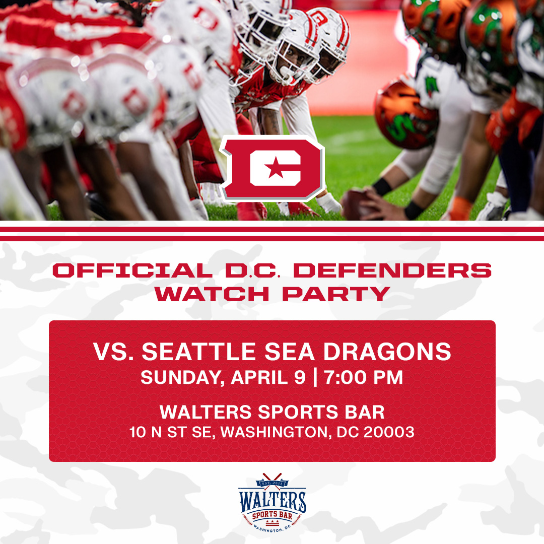 UFLDefenders's tweet photo. Don't forget ⤵️
Watch party. Tonight. 7 pm ET. @waltersbardc
#DefendDC | #XFL2023 https://t.co/lsISVzf7rr