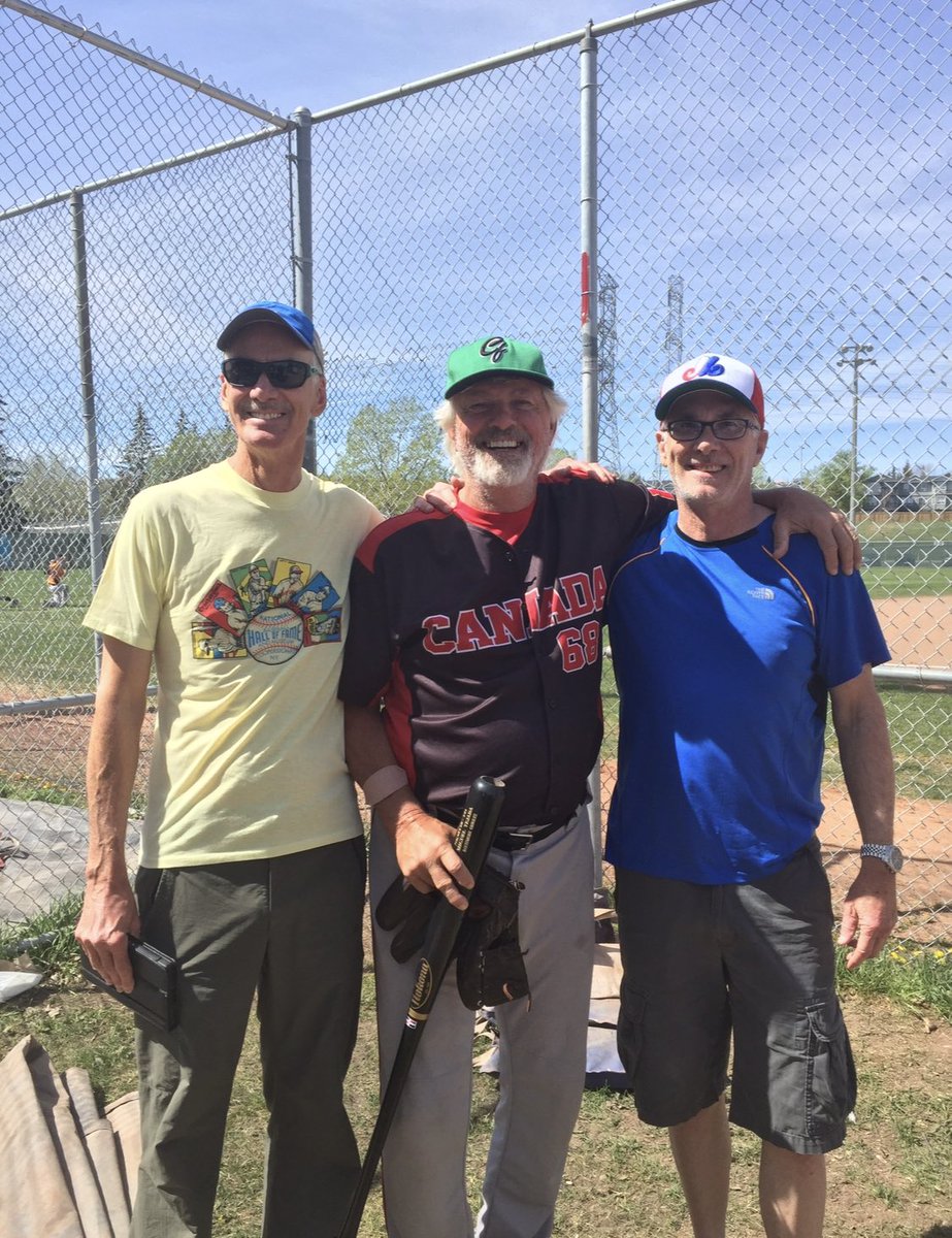 With Bill Lee, after he threw out the first pitch of the  Calgary Babe Ruth League season May 1, 2016.  The glove on Bills hand was his aunts, Annabelle Lee who was a star pitcher in the All American Girls Professional Baseball League (AAGPBL).  #billlee, #AAGPBL