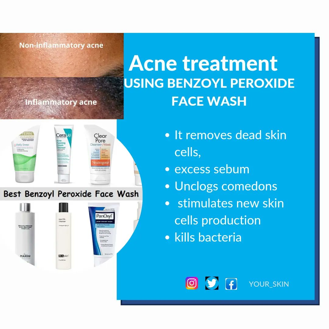yourskin237's tweet photo. Acne, that breakout we've all had.
Be it a blackheads, Pustules, pimples..., they are all different types of Acne. 
According to the AMERICAN ACADEMY OF DERMATOLOGY, Benzoyl peroxide face wash are used to treat Acne.

--
 #acneproneskin  #skincaretips #BenzoyPeroxide  #YourSkin https://t.co/NBKttLLjoM