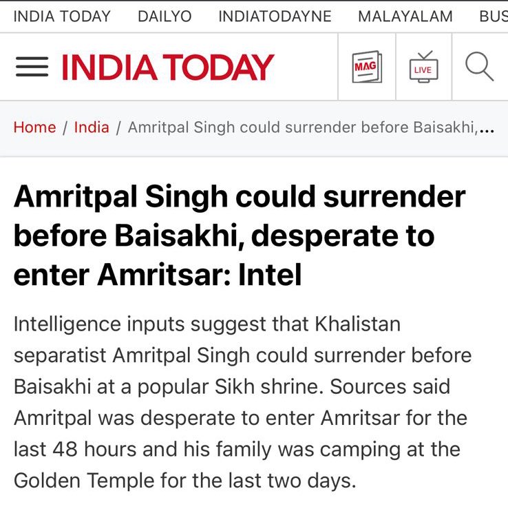 OkManav's tweet photo. A #fakenews was circulated that #AmritpalSingh will surrender to punjab police. But it turned out to be fake. Punjab police denied this rumour!

#fakenews #factcheck #sparkitup #Awareness https://t.co/0bfr7bAa5K