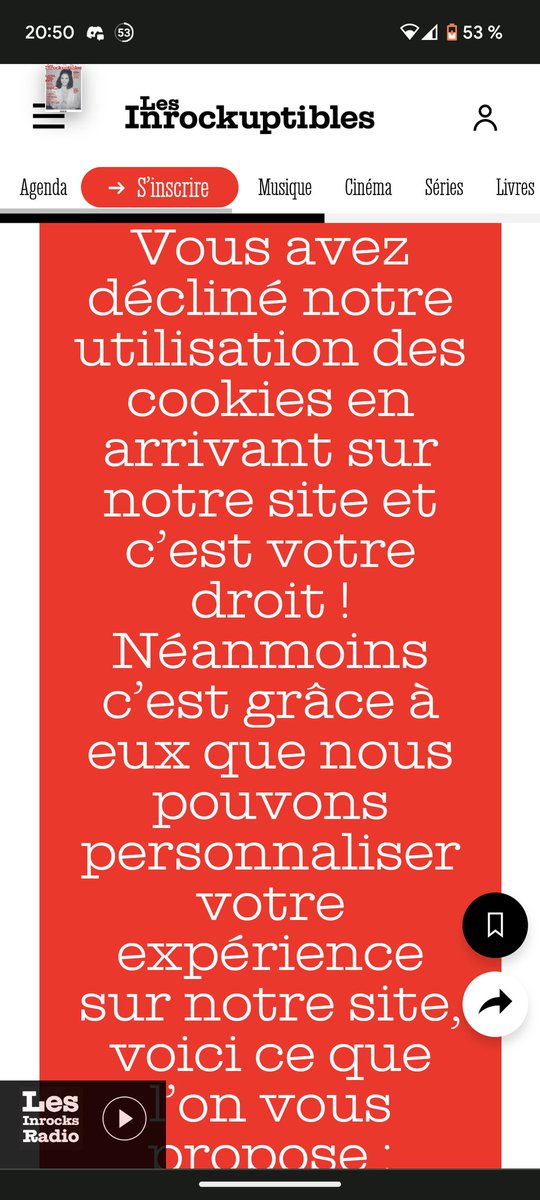 On va être franc, se faire refuser l'accès au contenu d'un site parce qu'on refuse le tracking c'est parfaitement votre droit, mais ça donne tous sauf envie de revenir. #uxdesign