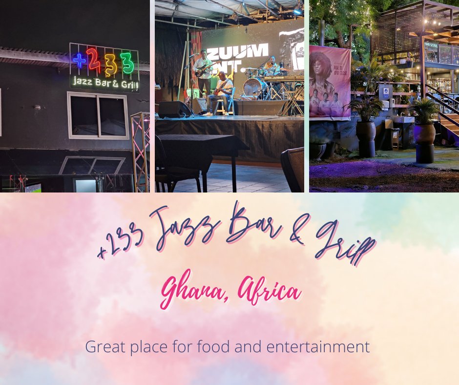 cassiep1972's tweet image. #SundaySnacks
Discover the soul of Ghana at +233 jazz bar &amp;amp; grill! 🎶🍴 Let Exquisite Travel take you on a journey to experience the best of Ghanaian music and cuisine. Contact us to plan your trip! #ExquisiteTravel #233JazzBarAndGrill #Accra #TravelToGhana #TravelGoals