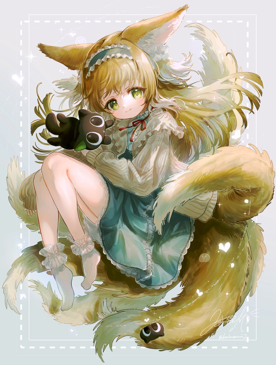 suzuran (arknights) 1girl tail animal ears fox tail fox ears long hair fox girl  illustration images