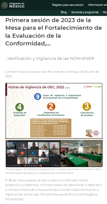 CONUEE_mx's tweet photo. Primera sesión de 2023 de la Mesa para el Fortalecimiento de la Evaluación de la Conformidad, Verificación y Vigilancia de las NOM-ENER
Te invitamos a leer la #CrónicaConuee en 🖱️https://t.co/n7CtpkQzzM
@NOMs_EE #ProgramaConuee #EficienciaEnergética https://t.co/IBGxM2rFP3