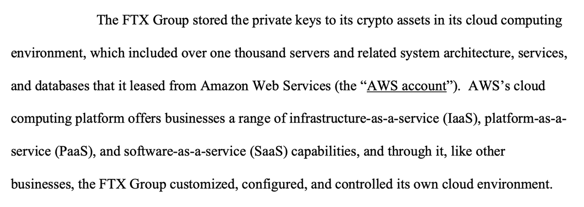 molly0xFFF's tweet photo. FTX stored private keys to its crypto wallets in AWS 🫠 https://t.co/IFoLwBhmzZ