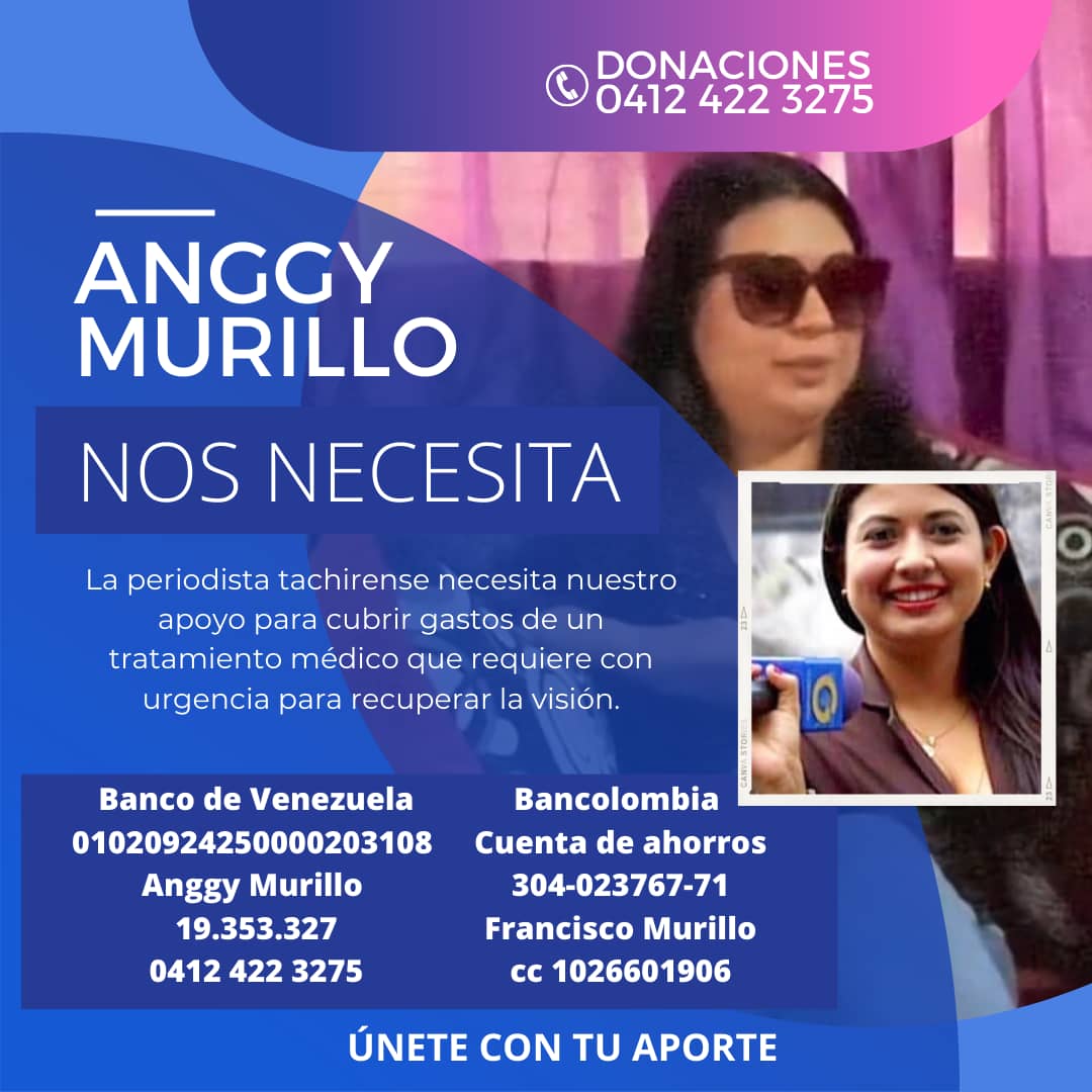 #ServicioPublico La colega Anggy Murillo necesita someterse a un tratamiento médico par tratar de recuperar algo de su vista. Mucho o poco será de gran ayuda. Es una gran amiga a quien estimo. Ayudemos todos. #9Mar #tachira #Venezuela