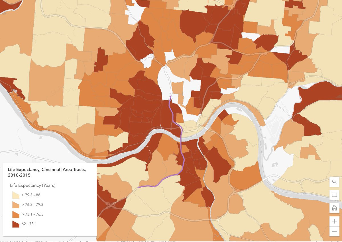 Matt Butler on Twitter "Life expectancy by census tract around the