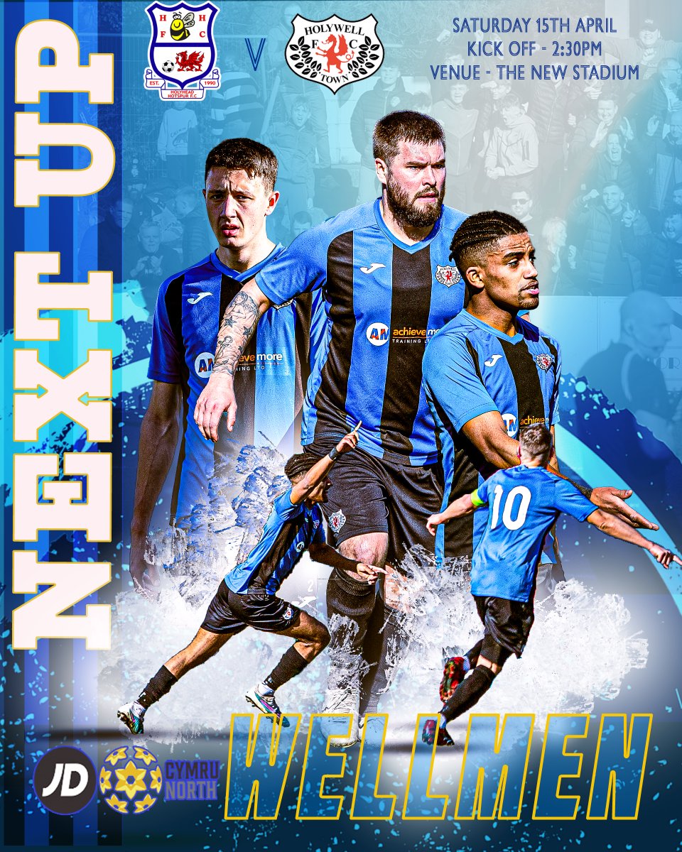 We now come to the final game of the <a href="/CymruLeagues/">JD Cymru Leagues 🏴󠁧󠁢󠁷󠁬󠁳󠁿</a> campaign and what a season its been. We hope to close the season with 3 points for the Wellmen fans against <a href="/HolyheadHotspur/">Holyhead Hotspur FC 🐝</a>
#UTW 
 <a href="/AchieveMore5_/">Achieve More Training</a> 
<a href="/William_Gleave/">William Gleave Estate Agents</a> 
<a href="/AllWalesSport/">All Wales Sport</a> 
<a href="/NWSportDave/">Grassroots North Wales</a> 
<a href="/YClwbPelDroed/">Y Clwb Pêl-Droed</a> 
<a href="/TheWelshDragon9/">TheWelshDragon 🏴󠁧󠁢󠁷󠁬󠁳󠁿🐉</a>