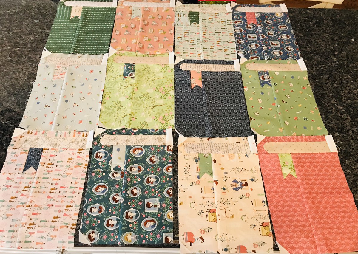 Happy Easter! I’m busy making a quilt full of books. This is one set of the blocks, and the fabric is from collections called Little Women (Louisa May Alcott) and Emma (Jane Austen). 🥰
