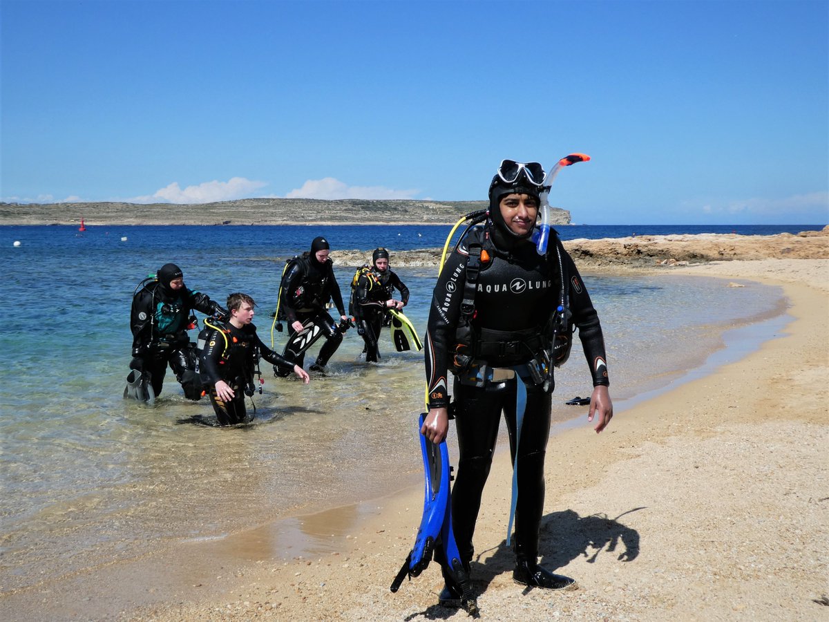 AdventuresAtRBC's tweet photo. A fantastic first day scuba diving in the crystal clear waters of Malta. A thoroughly exhilarating experience had by all with everyone looking forward to tomorrow's 'wreck dive'. Weather permitting, the first of many! https://t.co/FyKn7KT7Wm