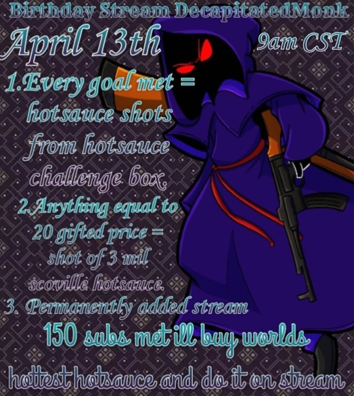 Birthday stream laugh at my pain hope to see you there twitch.tv/decapitatedmonk