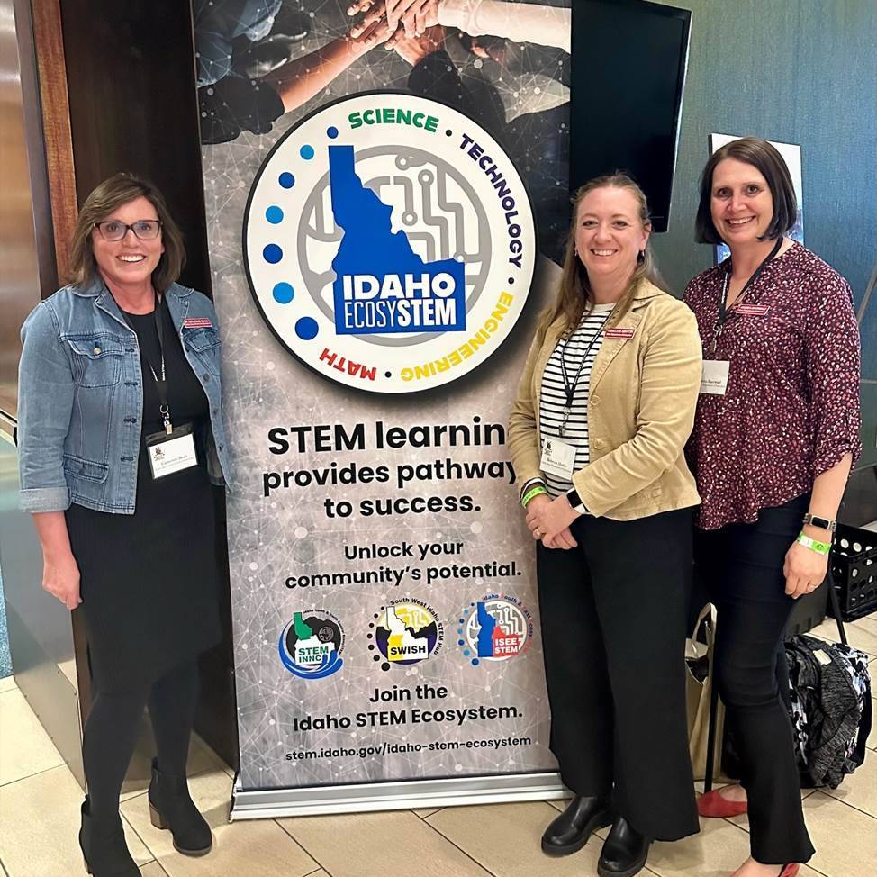 IdDeptOfEd's tweet photo. Cathy Beals, Rebecca Martin and Andrea Baerwald, coordinators on our Content & Curriculum team, participated in the @IdahoSTEMAC EcosySTEM Convening last week, working to strengthen STEM education in Idaho and share all the support available through our department! https://t.co/7wrldUxxWY