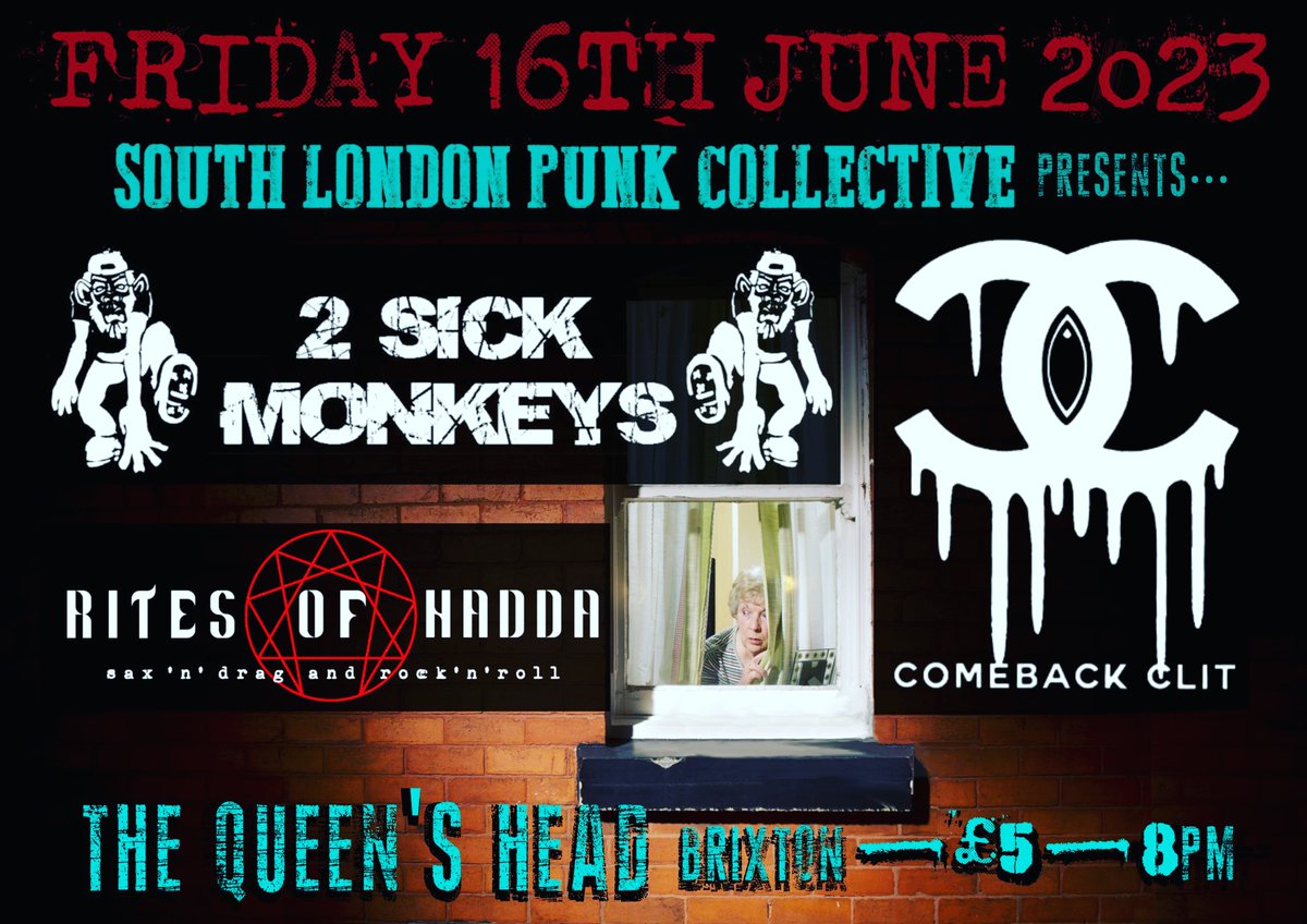 OOOH L👀K!!
ANOTHER SMASHING PUNK LINE UP FIRMED UP FOR OUR SUMMER GIGS!
@comebackclit and #2sickmonkeys we're totally pumped to play this! 
Our summer's looking HOT (climate catastrophe aside). #punk #livebands #queerpunk #anarchopunk #punkgig #hardcore #londongigs