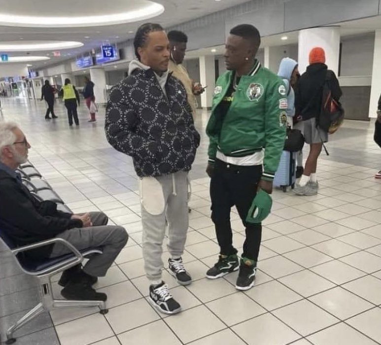 mymixtapez's tweet image. Boosie &amp;amp; TI ran into each other at the airport 😳