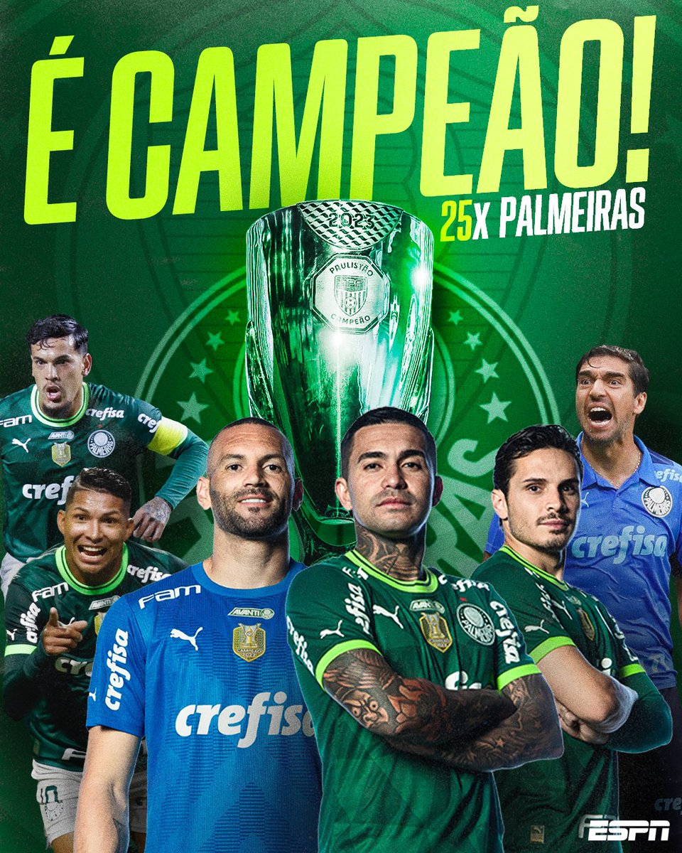SportsCenterBR's tweet image. O PALMEIRAS É O CAMPEÃO PAULISTA DE 2023 🏆

#FutebolNaESPN