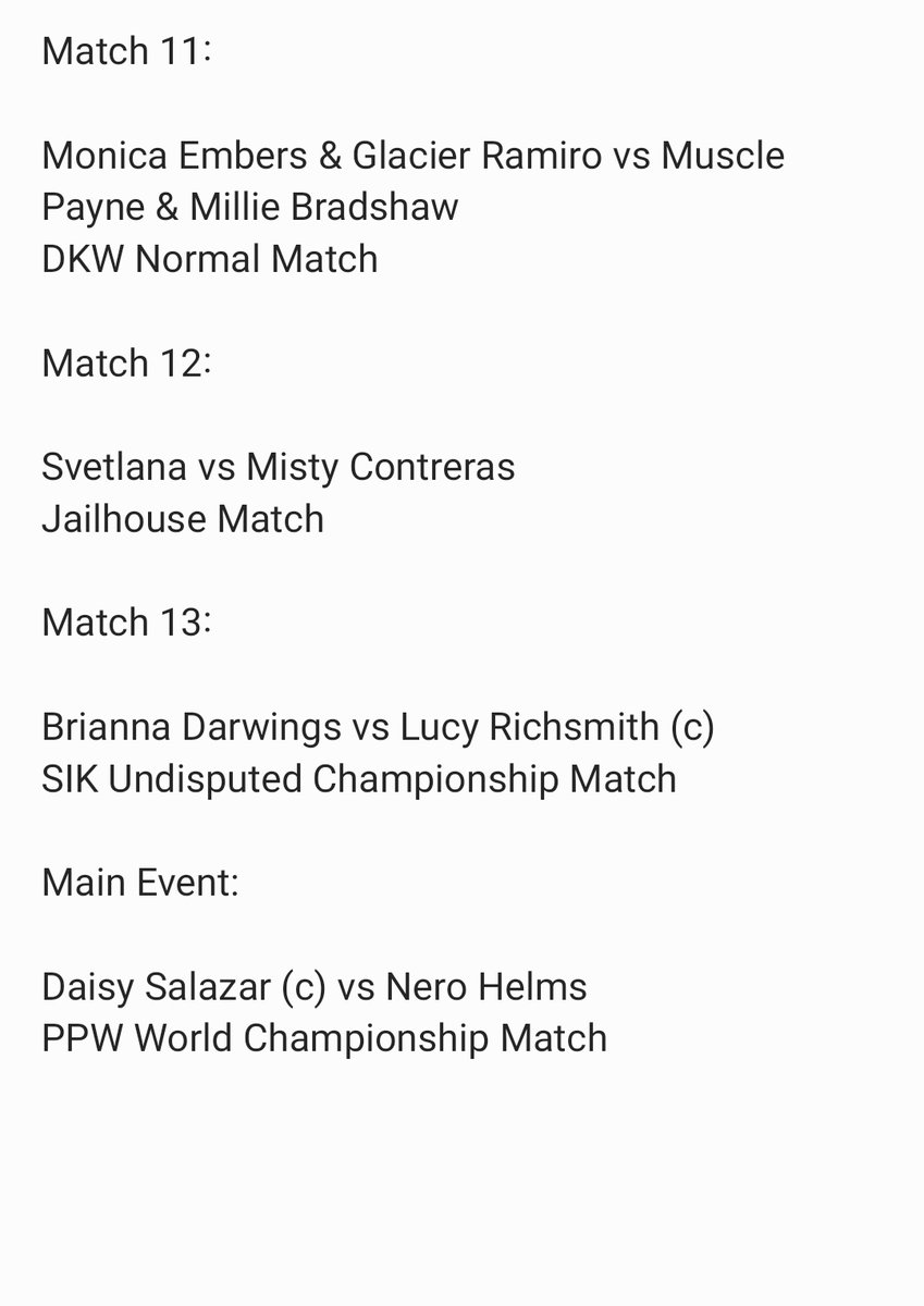 SIK Easter Madness PPV Card