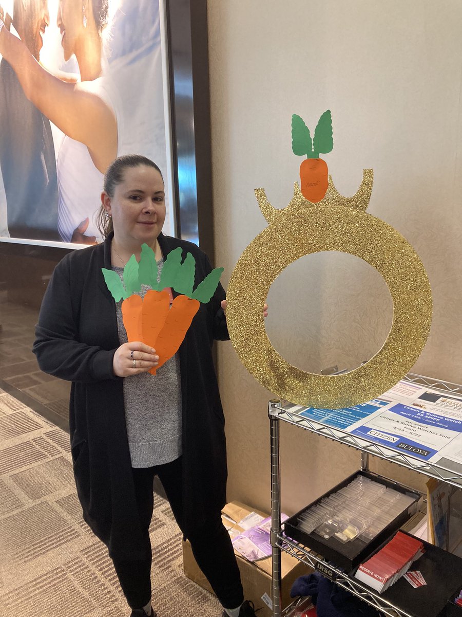 You have a jewelry team at your work? My team is challenged to make me a 14 carrot(carat) ring before the end of the month! They can add a carrot(carat) to it only if they sign up a customer for a credit card!😉