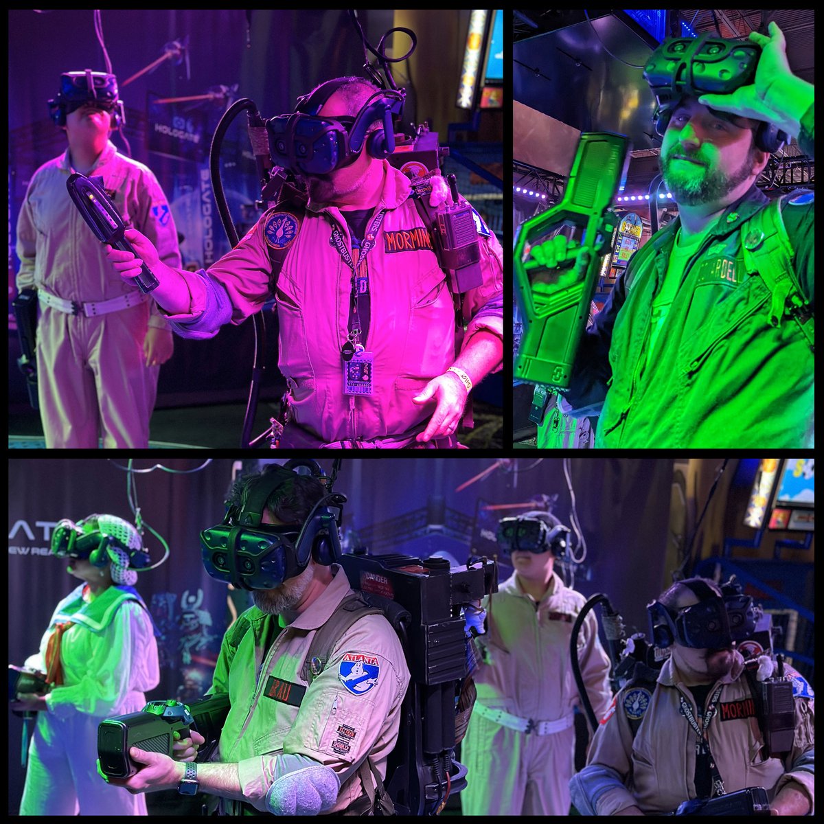 ATLGhostbusters's tweet photo. We would like to thank @AndrettiCobb  and @HOLOGATE for a chaotic good time last night. If you too want to tackle spectral locomotives and 100ft marshmallow men #Ghostbusters VR Academy is live NOW at @AndrettiCobb and @AndrettiBuford! https://t.co/3F15EHh8v2