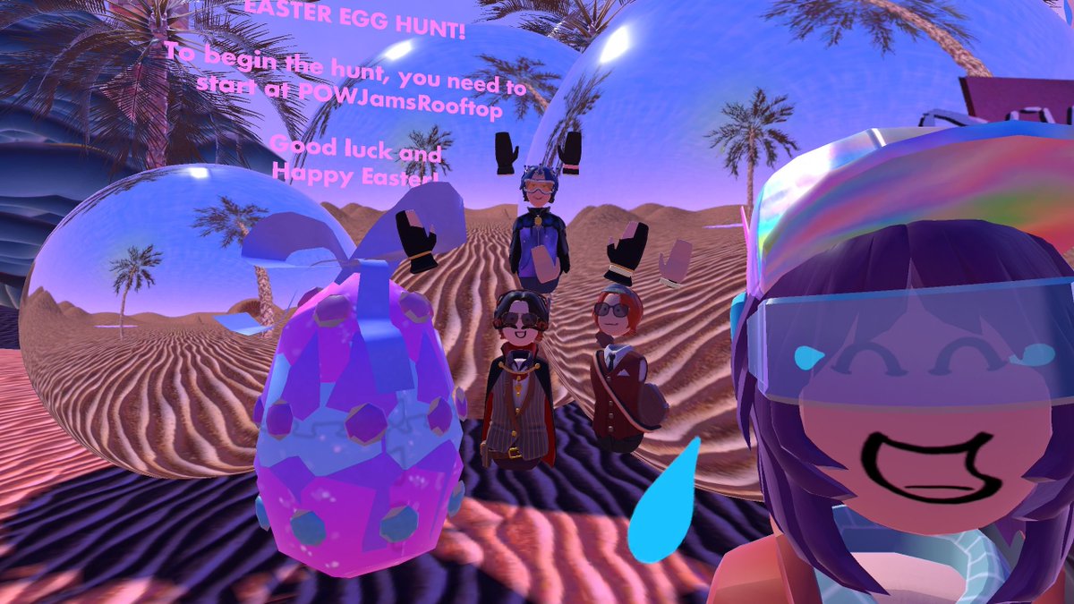 AndyFidel_'s tweet photo. Amidst Polygon's dunes so bright
Easter eggs wait out of sight
A pixelated hunt with pure delight
π°π₯
Shout-out to @POWjams_ & #ThreeOfAKind for featuring our ^PolygonDesert Room in the Easter Egg Hunt Fest π
#recroom #recroomstudio #vregghunt #socialvr https://t.co/0vRxqxeuZX