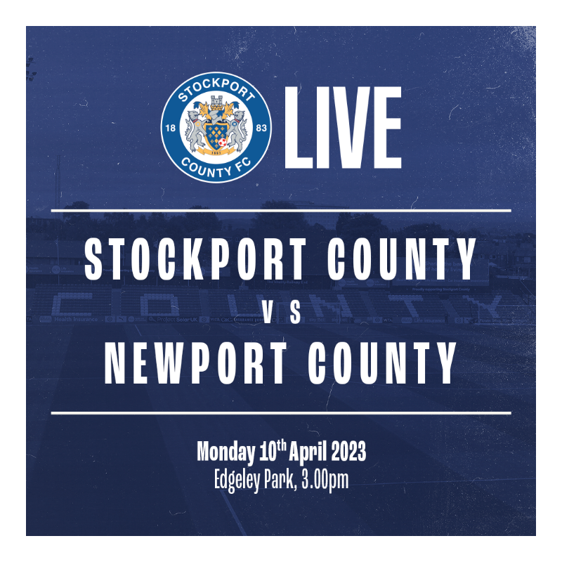 StockportCounty's tweet photo. IT'S MATCHDAY! 🔵⚪

With just six games to play County have the top three in their sights, as we prepare to take on Newport at Edgeley Park this afternoon...

Tickets in the Vitality Railway End are available for this game - visit the club site to order yours!

#StockportCounty