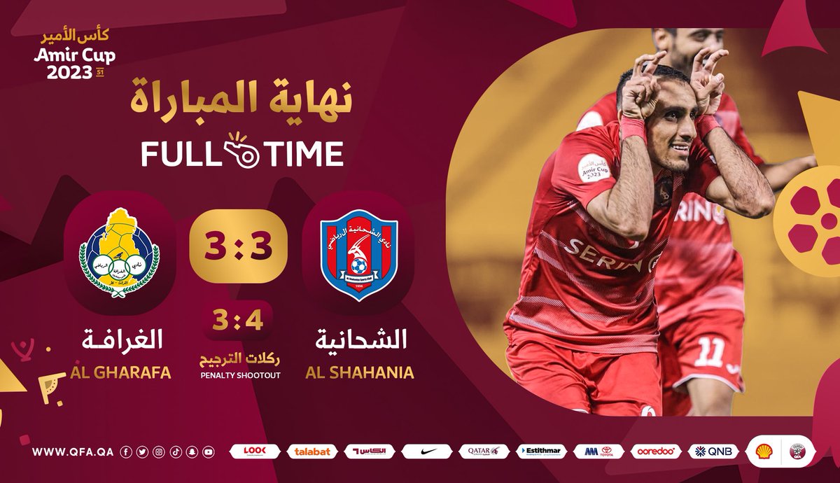 QFA_EN's tweet photo. Al-Shahania register another surprise, eliminating Al-Gharafa on penalties in the quarterfinals of the #AmirCup 🤩🏆 https://t.co/QNcZzNqpWt