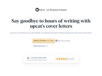 AlFaris_ai's tweet photo. تعرف على
Upcat

UpCat هو إضافة للمتصفح يمكن أن يساعد مستخدمي Upwork على كتابة نبذه عند التقديم على الوظائفي يتم إنشاؤها بواسطة AI 

https://t.co/5QdikL6FR2

للمزيد: https://t.co/wEYAIMbVSQ       #الذكاء_الاصطناعي #AI #Chatgpt https://t.co/aTZsp3qu5N