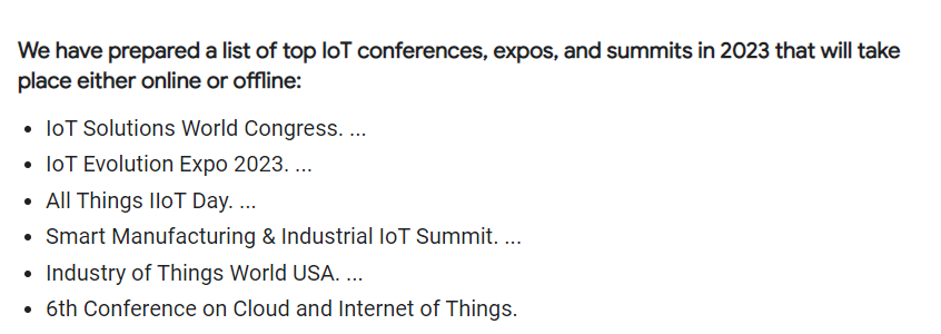 Good to see @IoTSWC appear on the top of list of #IoT events of #2023 when I searched on #IoTDay 
#IoTSWC23 #IIoT