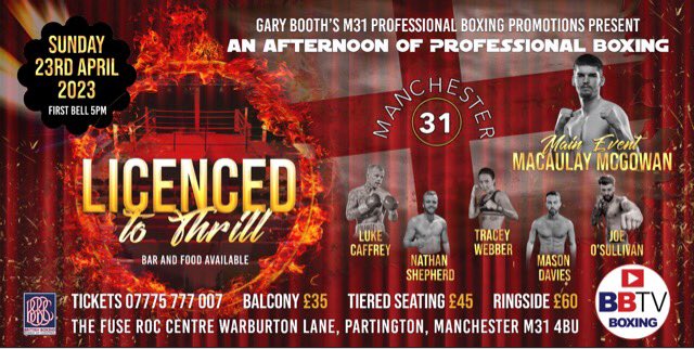 Professional boxing Event Sunday 23rd April at <a href="/TheFuseROC/">The Fuse</a> 
<a href="/PartingtonPari1/">Partington Parish Council</a> 
@YHG_Partington 
<a href="/gary_snr/">Gary Booth Snr</a> <a href="/News4Trafford/">News4Trafford</a> <a href="/OneTrafford/">One Trafford</a> 
<a href="/peterfury/">peter fury</a> 
<a href="/Savmarshall1/">Savannah Marshall</a> 
<a href="/hughiefury/">hughiefury</a> 
<a href="/boxxer/">BOXXER</a>