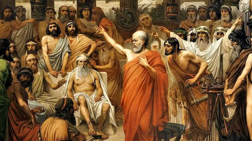 TheOnion's tweet photo. Historians Uncover Lost Socrates Dialogues Where He Just Gave Up And Started Screaming That Opponent A Fucking Brainwashed Shill https://t.co/YgLBPZk3Bm https://t.co/atxXLYsvuO