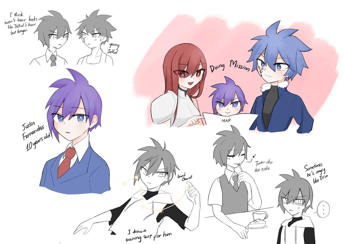 #Jerza #FairyTail
Why is he so cuteeee???
I think that Justin’s characters will same as young Jellal: soft, confident, positive and I also like his happy face when doing his hobby too. (like Erza with cake)
Ah and definitely he is very bright like his parents.