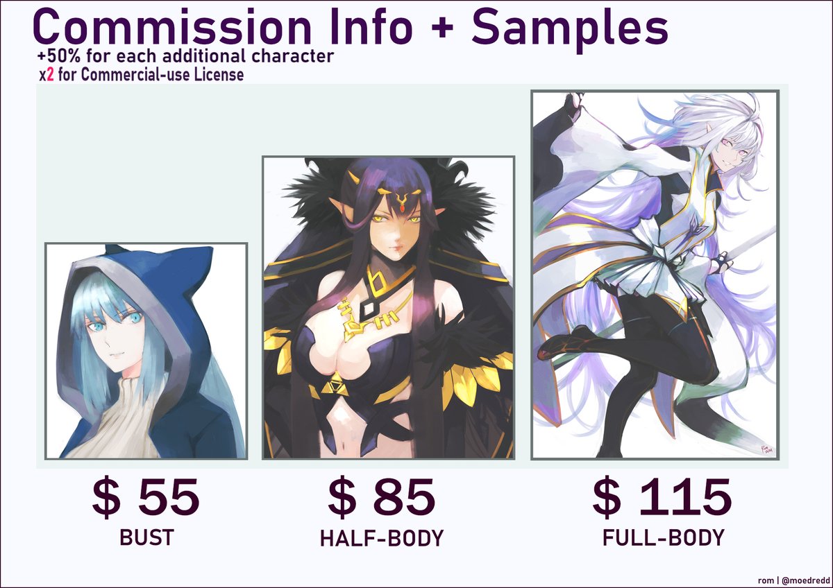 moedredd's tweet image. 🌟Commissions are OPEN !!🌟
‼️Information and Pricing are posted below‼️

~You can send me a private message if you are interested or if you have any questions.