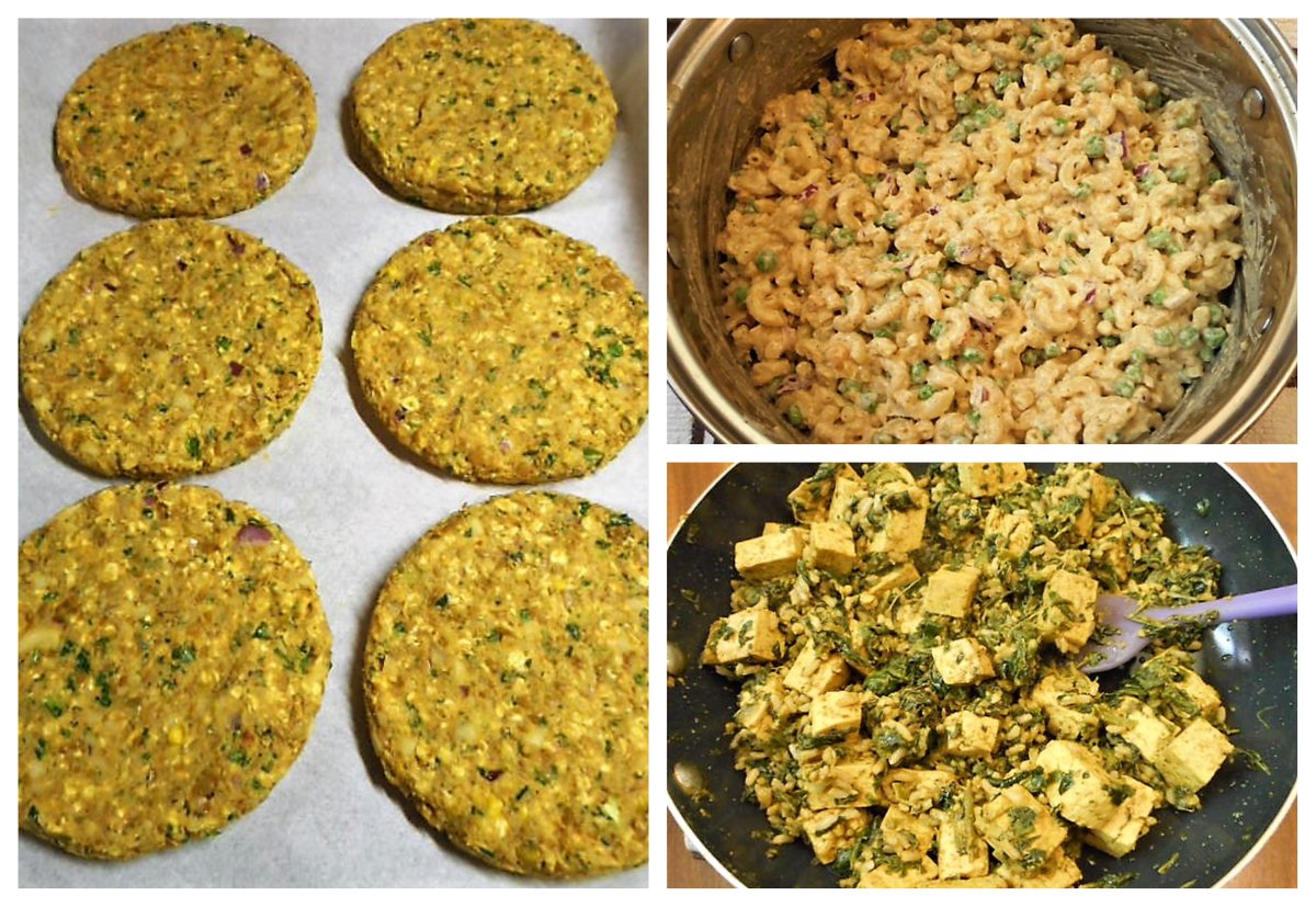 Last week's #foodpics:

(L) #JustEgg #frittata #sandwich on Ezekiel #bread + roasted red #pepper #hummus & #SimpleTruth #plantbased #cheddar 

(R) #homemade #Vegan #LentilVeggieBurgers, #PastaSalad, & improvised #curry #tofu + #garlic, #spinach & brown #rice (for Dad)

#veganfood