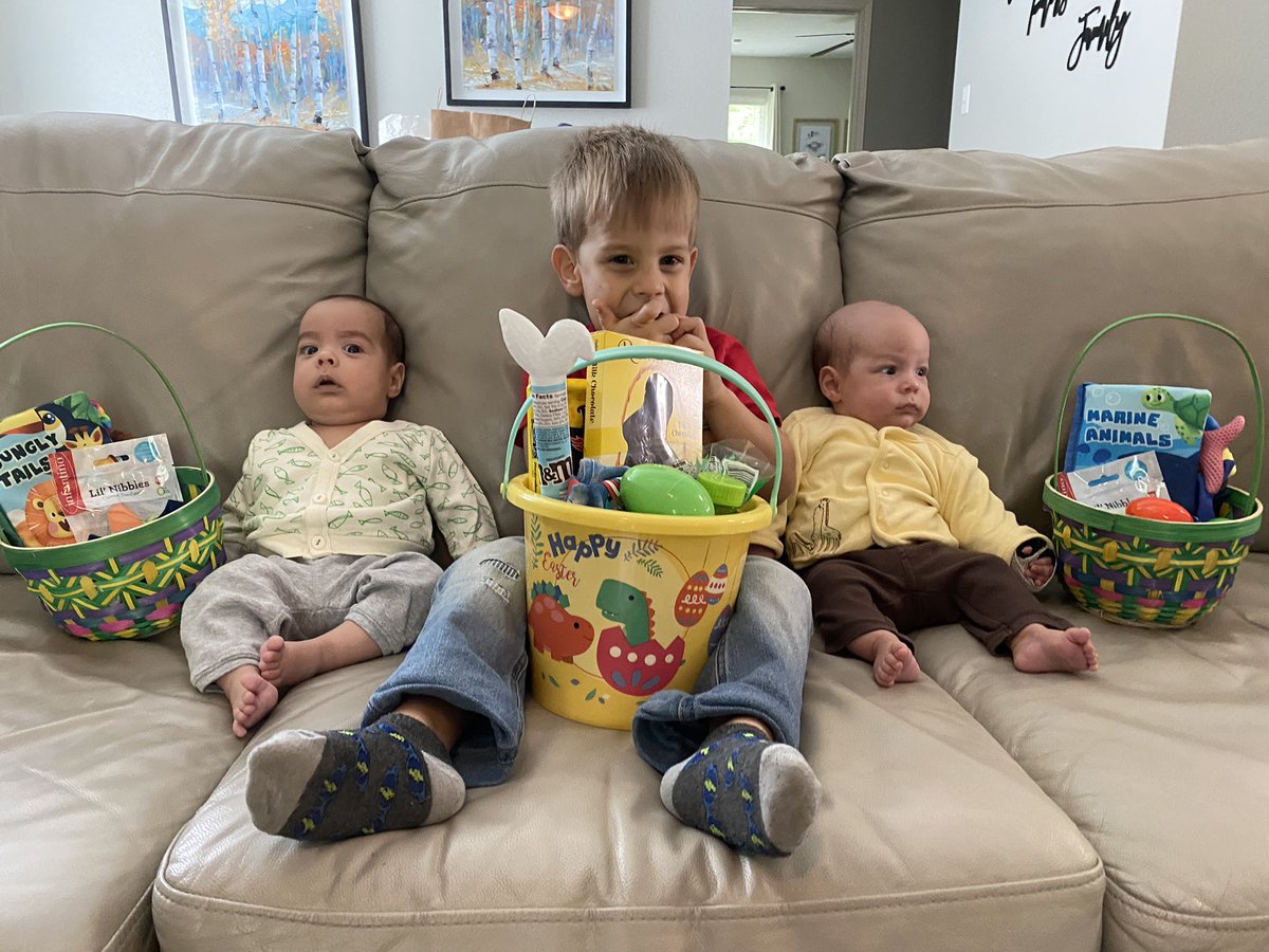 Happy Easter! My family is blessed today. In Dec my wife gave birth to triplets. Sadly, our son Theo passed away from cancer. His identical brother was also diagnosed and is currently going through Chemo. Blessed b/c we’re able to spend Easter as a family. An Angel baby, and all.
