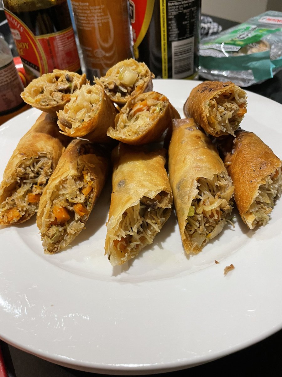I love taking the time to cook on the holidays! Home-made spring rolls last night - yum!