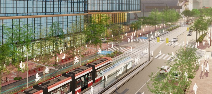 WaterfrontTO's tweet photo. The design of Queens Quay East should serve as a welcoming space that is safe for its many users by creating a defined separation between the promenade and the Martin Goodman Trail. We want to hear your feedback!  Tell us here: https://t.co/7zA8XYNucC https://t.co/MV6AsKSTSz