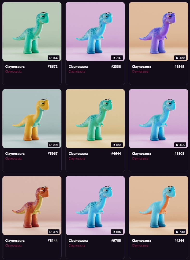 MrDinosaurNFT's tweet photo. 8/12 Just because there are some rules and themes doesn't mean there's a lack of variation in the collection, working in a hierarchy means that each Theme can have a sub-collection of elements, in the case of Claynosaurz this is the Color attribute. (Jurassic;Confident;Idle) https://t.co/hFrZOgdgGa