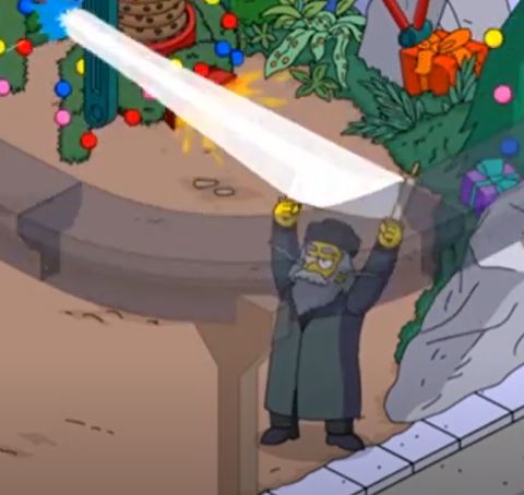 CountTheHomer's tweet photo. #TheSimpsons Tapped Out video game has a module that lets you build Temple Beth Springfield and play as the Rabbi. Some of the scenes are a little wierd, and they seem to not always know how a Torah is read, but look at the powerful hagbah.

#Torah #Judaism https://t.co/kCtKSEsPjh