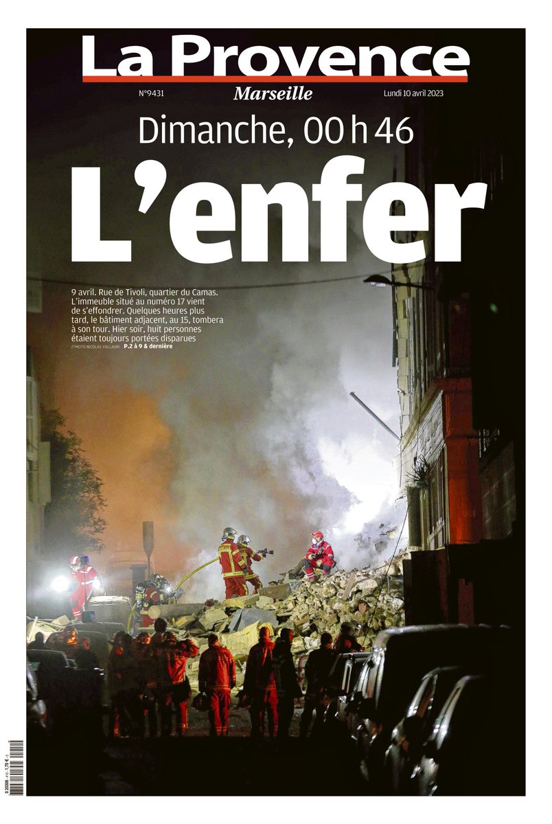 La UNE de <a href="/laprovence/">La Provence</a> de ce lundi 10 avril. 

Encore une fois, immense pensée à toutes les victimes de ce drame 🙏 #Marseille