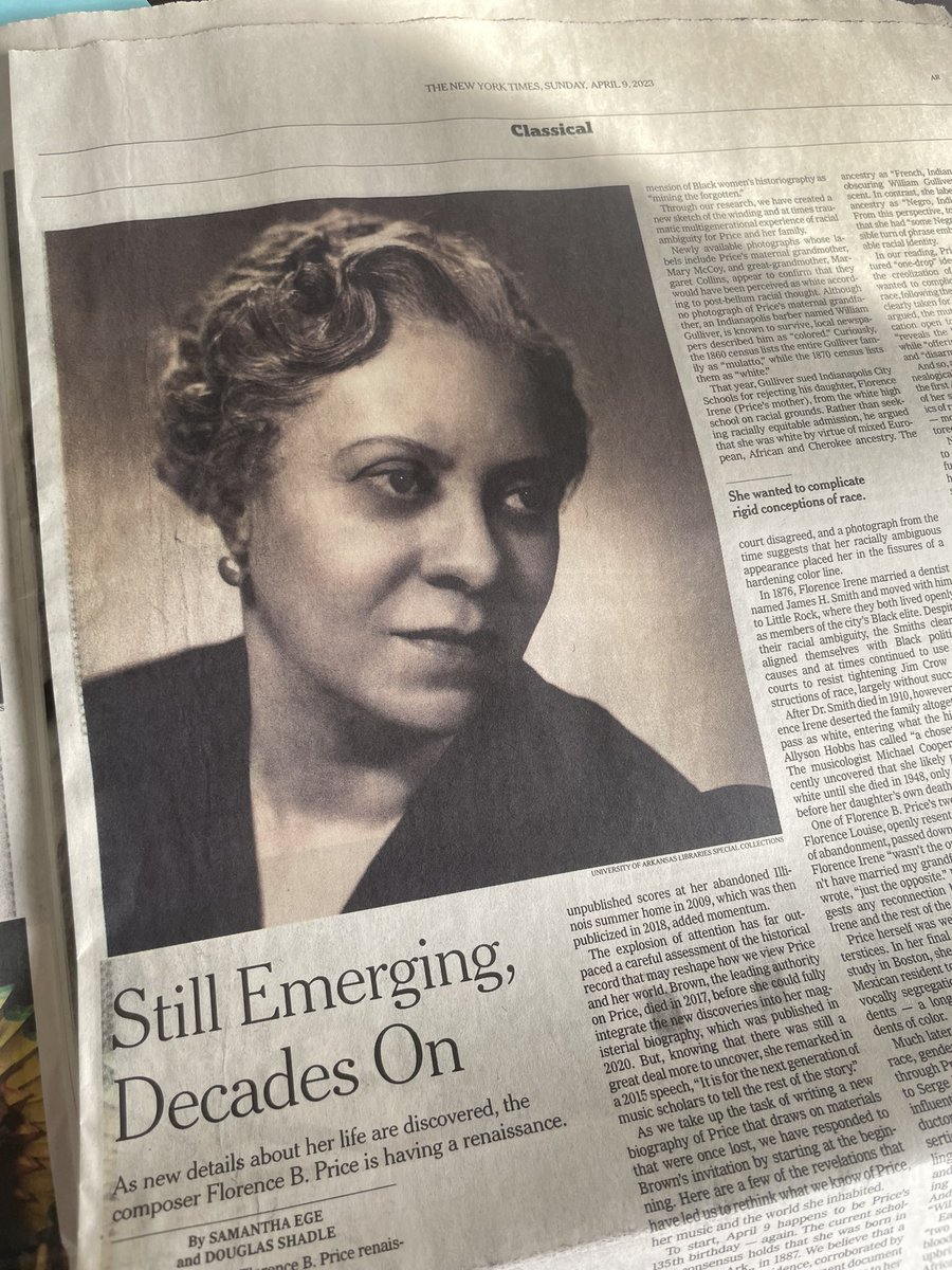 PianoAwards's tweet photo. Many wonderful details in this @nytimes piece on Florence Price by @DrSamanthaEge &amp; @DougShadle!

An unusual one: today marks her second 135th birthday https://t.co/aoeNOMJtoQ