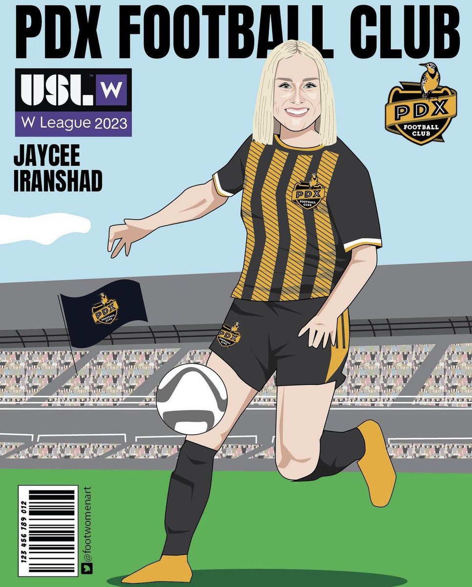 EastsideTimbers's tweet photo. Amazing art by @footwomenart on our first ever @USLWLeague signing to @pdxfootballclub. Congratulations again to our former Eastside Thorns FC player Jaycee Iranshad! #ThisIsEastside #ForTheW #PDXFC https://t.co/VC2XChwXx0